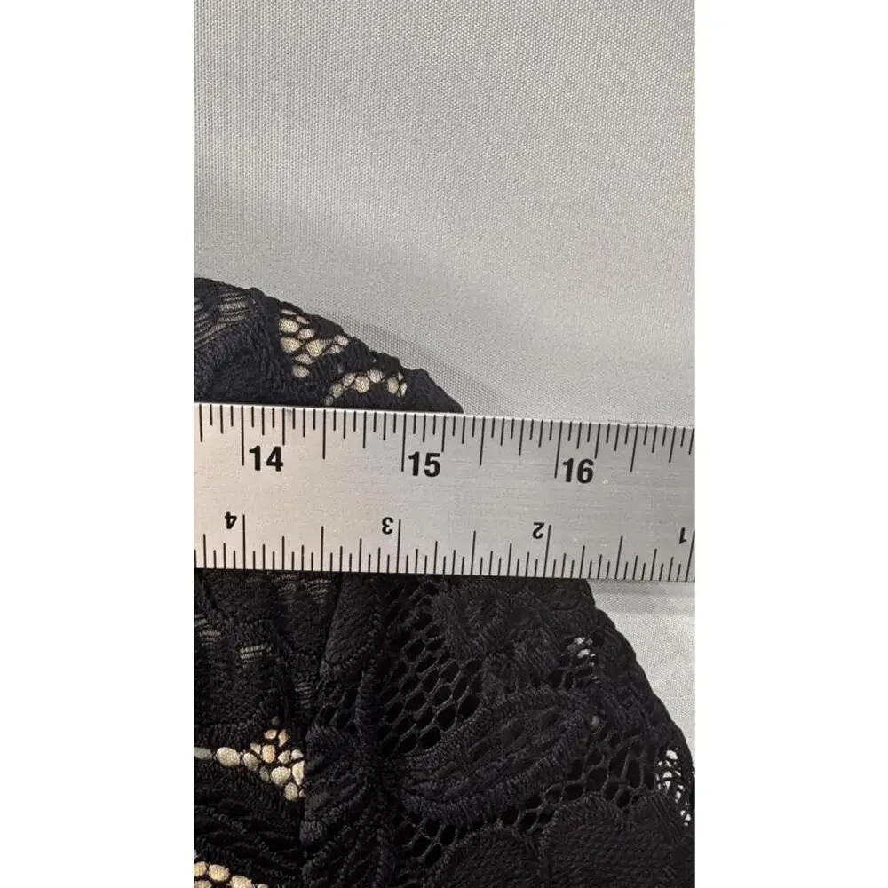 Soiéblu Women's Black Lace Mini Dress with V-Neck and Half Sleeves Size S - Picture 4 of 12